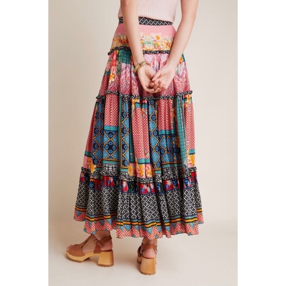 NWT ANTHROPOLOGIE BHANUNI BY JYOTI CELINA TIERED MAXI SKIRT - Picture 7 of 16